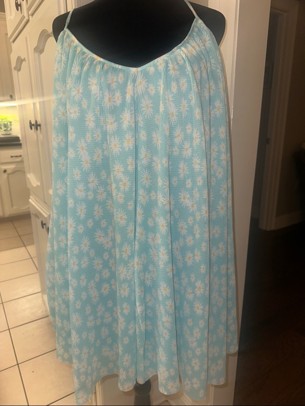Zara Light Blue Daisy Print Mini Dress